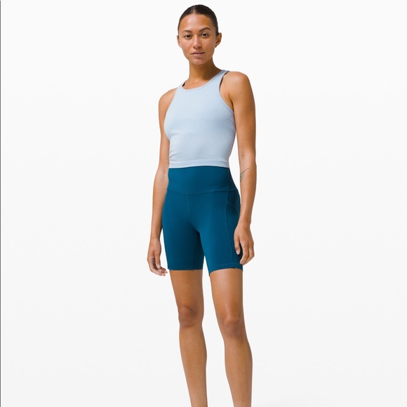 ❤️ Lululemon Ebb to Street RB Crop Tank Blue Linen Size 6 NWT - Picture 11 of 11